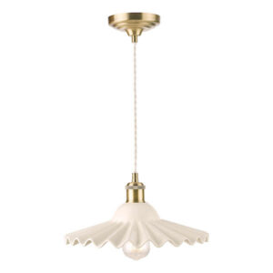 Beca Antique Brass with White Ceramic Large Pendant Light