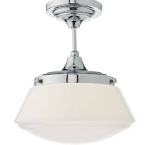 Caden Polished Chrome with Opal White Glass IP44 Semi Flush Pendant