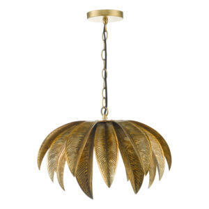 Cara 1 Light Antique Gold Leaves Pendant Light