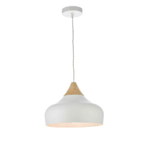 Gaucho White Metal and Wood Effect Pendant Light