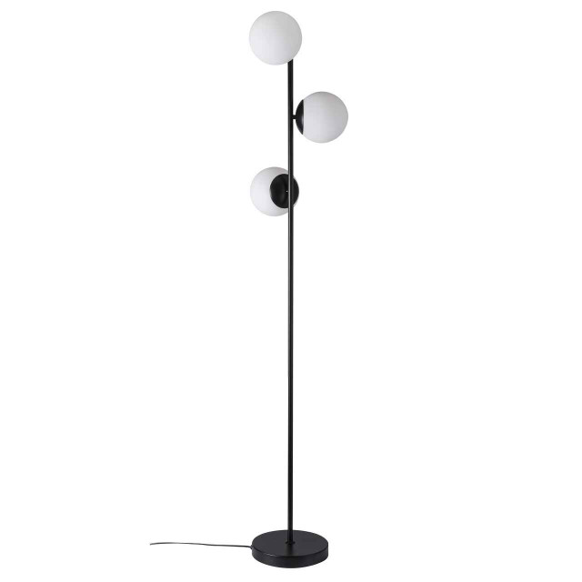 Lilly 3 Light Black with Opal White Glass Floor Lamp