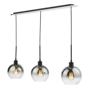 Lycia 3 Light Matt Black with Ombre Smoked Glass Bar Pendant Light