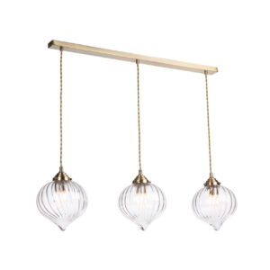 Mya 3 Light Antique Brass with Glass Diffuser Bar Pendant Light