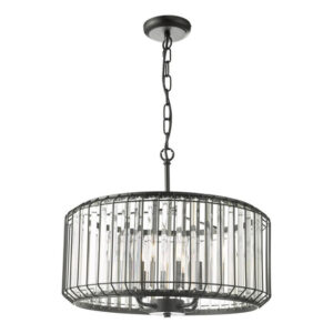 Naeva 4 Light Black with Crystal Shaded Pendant Light