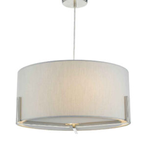 Santino Satin Chrome with Grey Cotton Shade Pendant Light