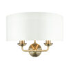 Sorrento 2 Light Antique Brass with Ivory Shade Wall Light