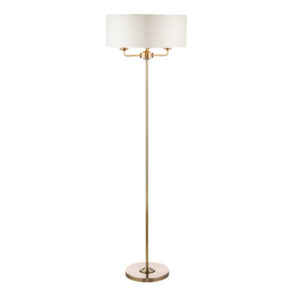 Sorrento 3 Light Antique Brass with Ivory Shade Floor Lamp