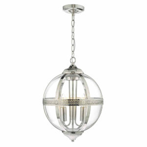 Vanessa 3 Light Polished Nickel and Clear Glass Pendant Light