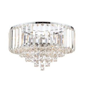 Vienna 3 Light Polished Chrome and Crystal Flush Ceiling Light